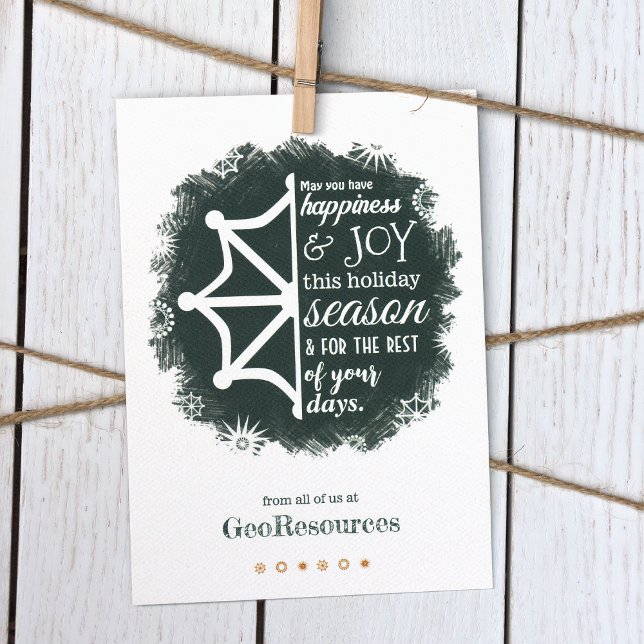 Green Snowflake Business-Urlaubskarte Einladung (Rustic Forest Green, Hunter Green, Winter Green Company Business Logo Holiday Christmas Cards)