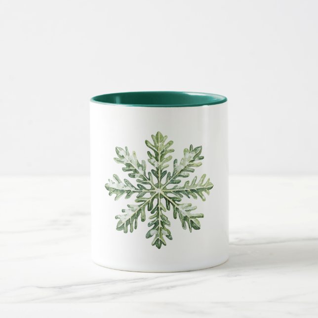 Green Snowflake Christmas  Tasse (Zentrum)