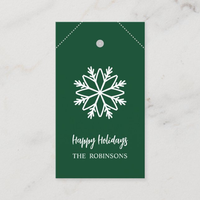 GREEN SNOWFLAKE DIY CHRISTMAS GIFT TAG (Vorderseite)