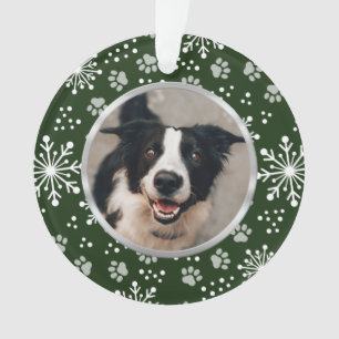 Green Snowflake Paw Muster Pet Foto Ornament