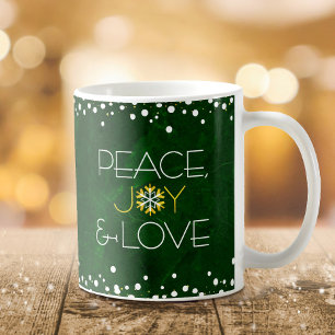 Green Snowflake Peace Joy Liebe Bold Modern Holida Kaffeetasse
