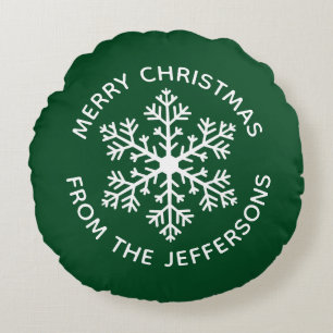 Green Snowflake Weihnachts-Rundkissen Rundes Kissen