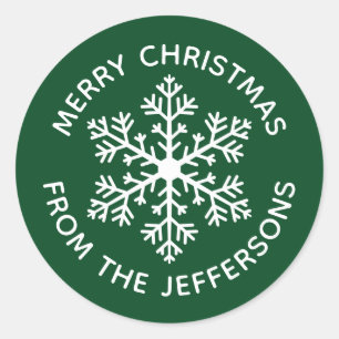Green Snowflake Weihnachtskleber Runder Aufkleber