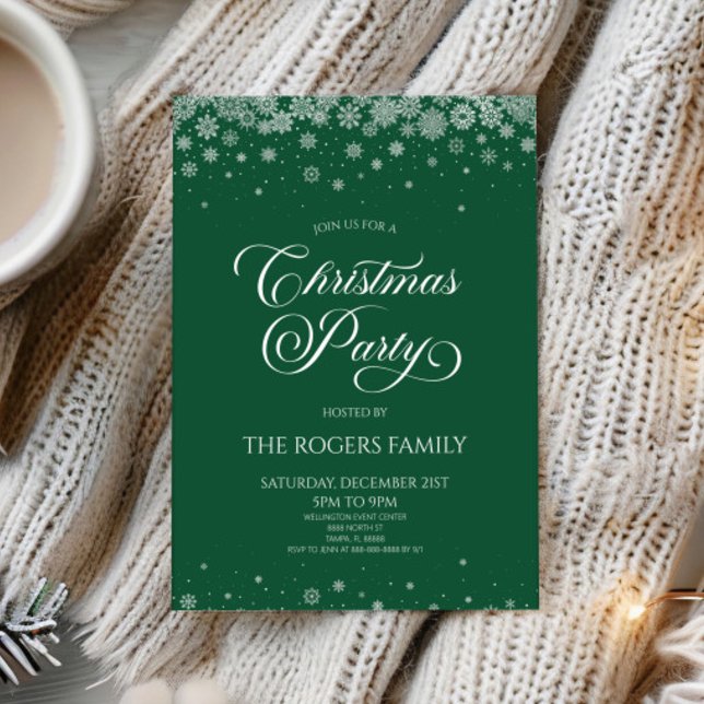 Green Snowflake Winter Christmas Party Einladung (Von Creator hochgeladen)