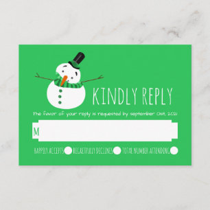 Green Snowman UAWG RSVP Karte