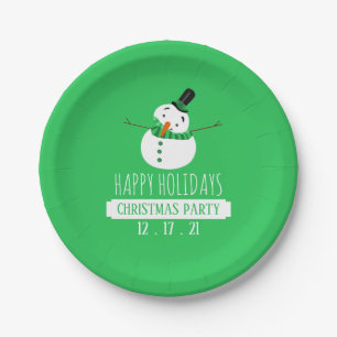 Green Snowman, Weihnachts-Party Pappteller