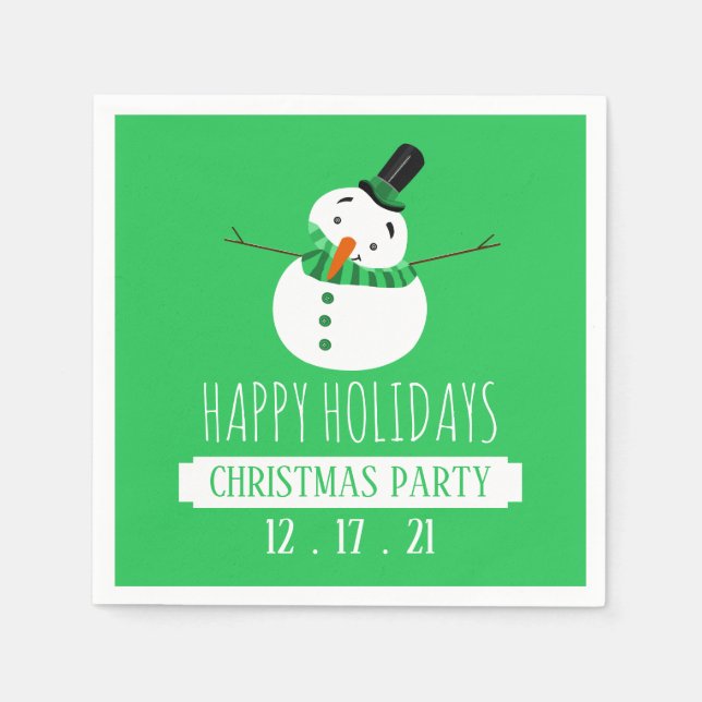 Green Snowman, Weihnachts-Party Serviette (Vorderseite)