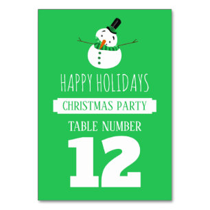 Green Snowman, Weihnachts Party Table No. Tischnummer
