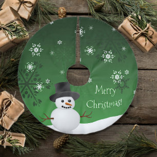 Green Snowman Winter Scene Weihnachtsbaumrock Polyester Weihnachtsbaumdecke