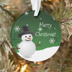 Green Snowman Winter Scene Weihnachtsschmuck Ornament