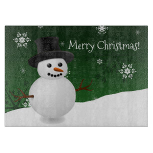 Green Snowman Winter Scene Weihnachtsschneider Boa Schneidebrett