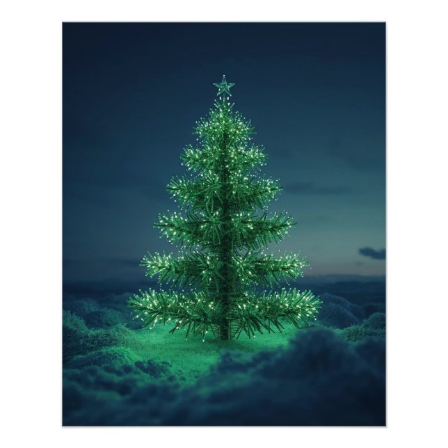 Green Snowy Christmas Tree Poster (Vorderseite)