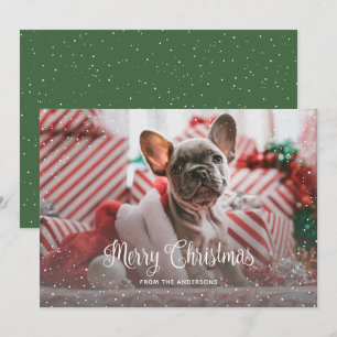 Green Snowy Foto Weihnachtskarten Feiertagskarte