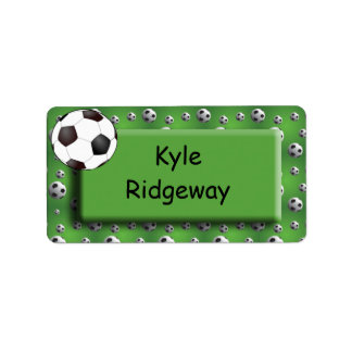 Green Soccer Ball - Boys school name label Adressaufkleber
