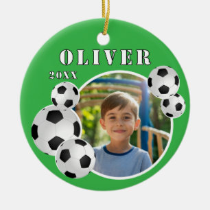 Green Soccer Ball Foto Keramik Ornament