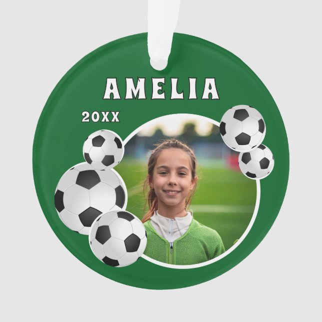 Green Soccer Ball Foto Ornament
