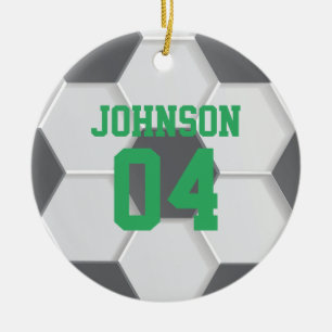 Green Soccer Ball Weihnachten Keramik Ornament