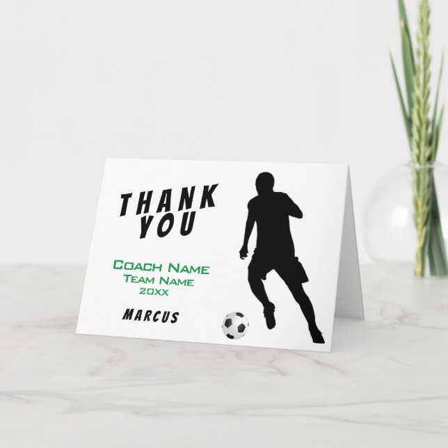 Green Soccer Football Player Vielen Dank für Ihre  Dankeskarte (Vorderseite)