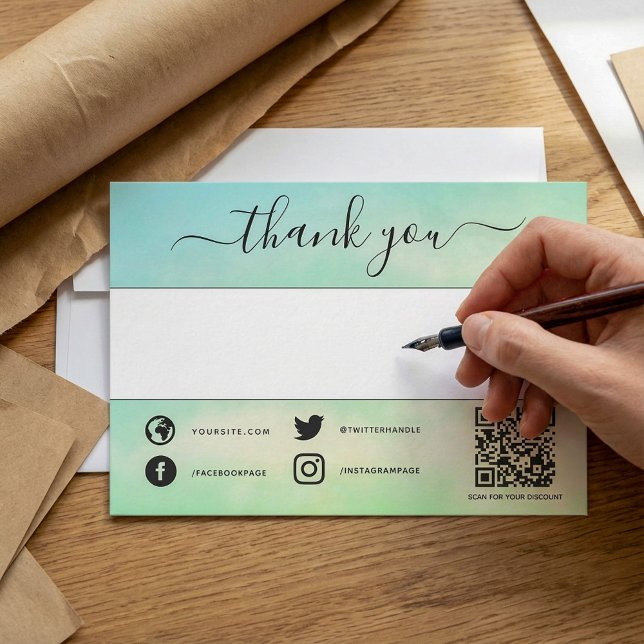 Green Social qqr-Code Vielen Dank einfügen Karte (Green social qr code thank you insert card.)
