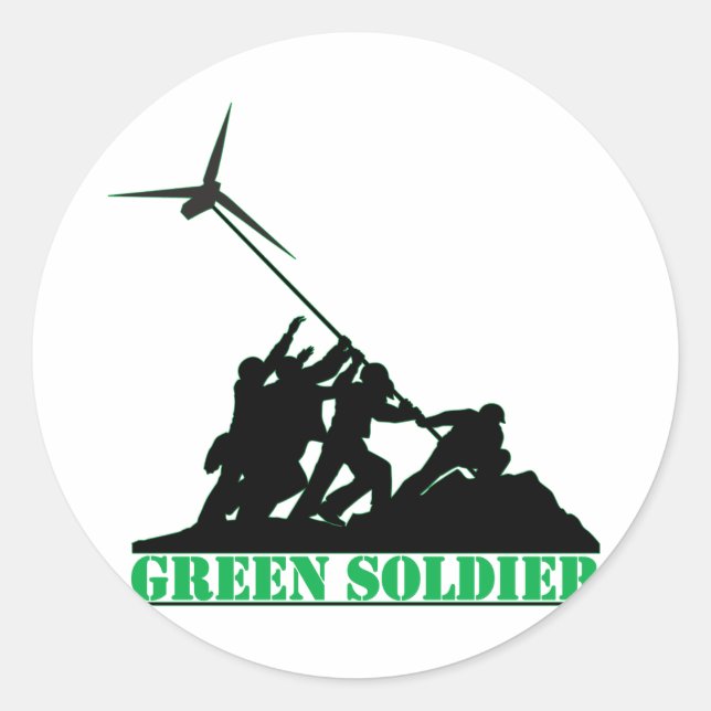 Green Soldier Windmill Runder Aufkleber (Vorderseite)