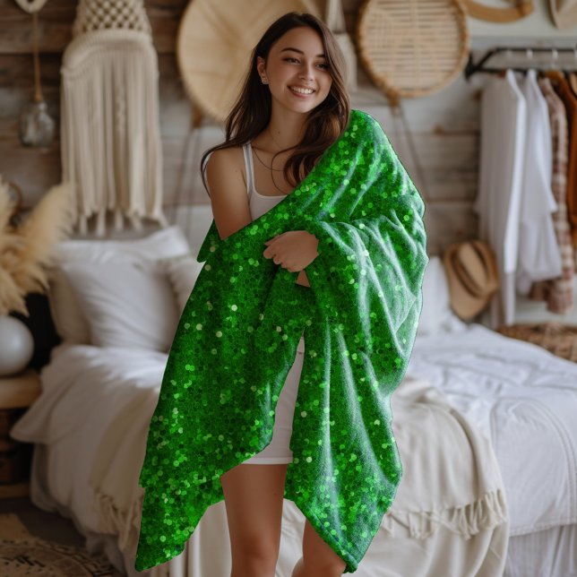 Green sparkling faux glitter pattern  fleecedecke (Von Creator hochgeladen)