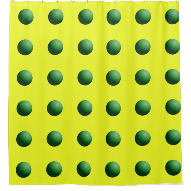 Green Spheres on Yellow  Duschvorhang (Vorderseite)