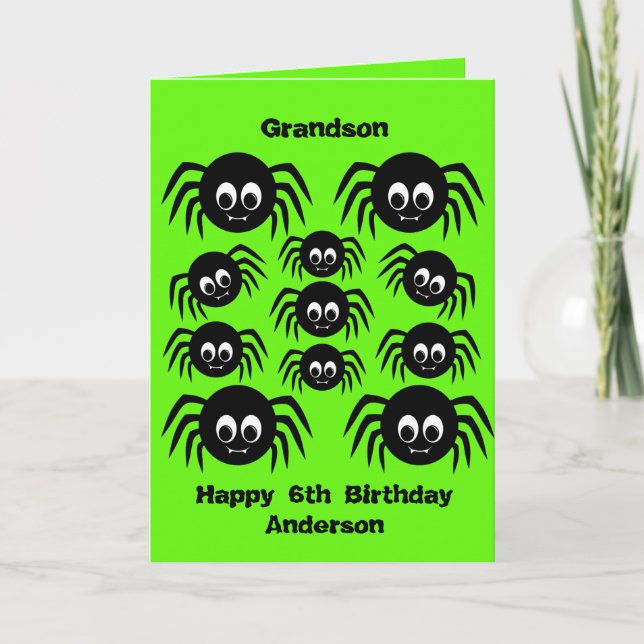 Green Spider Halloween Geburtstagsgrandson Karte (Vorderseite)