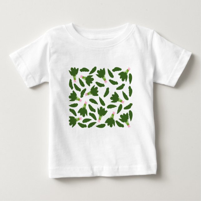 Green Spinach Blätter Muster Baby T-shirt (Vorderseite)