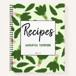 Green Spinach Blätter Muster Rezepte Kochbuch Notizbuch