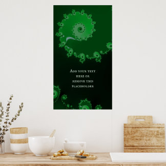 Green Spiral Fraktal Abstrakt mit individuellem An Poster