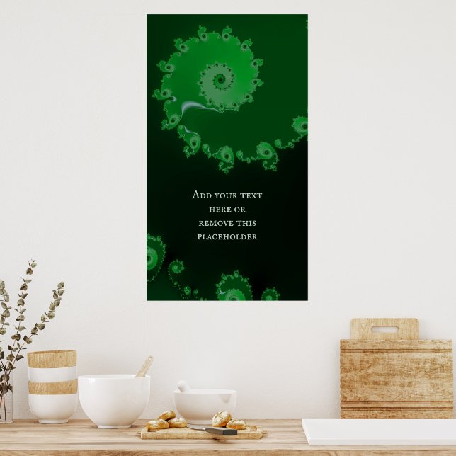 Green Spiral Fraktal Abstrakt mit individuellem An Poster (Küche)