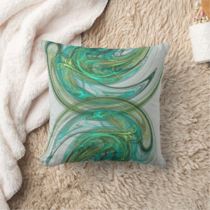 Green Spiral Waves Abstrakte Artwork Kissen