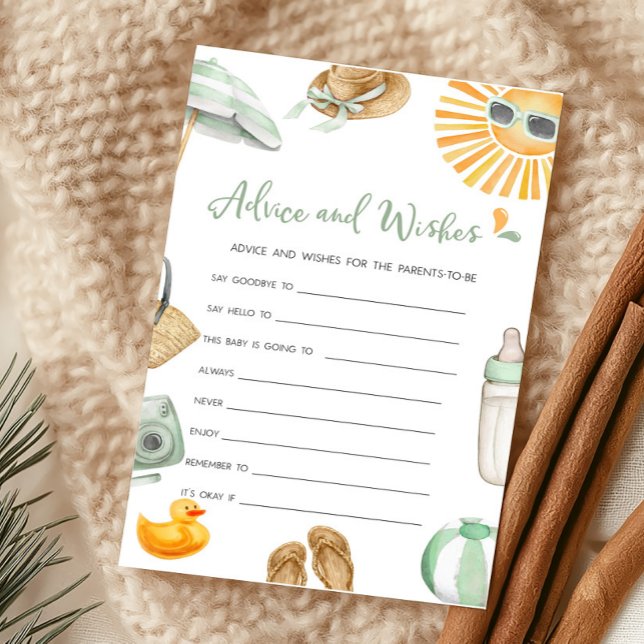 Green Splish Splash Babyberatung und Wishs Game (Summer Baby Bash Baby Shower Advice and Wishes Game)