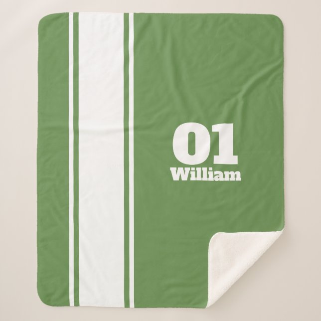 Green Sport Stripe Monogram Sherpa Blanket Sherpadecke (Vorderseite)