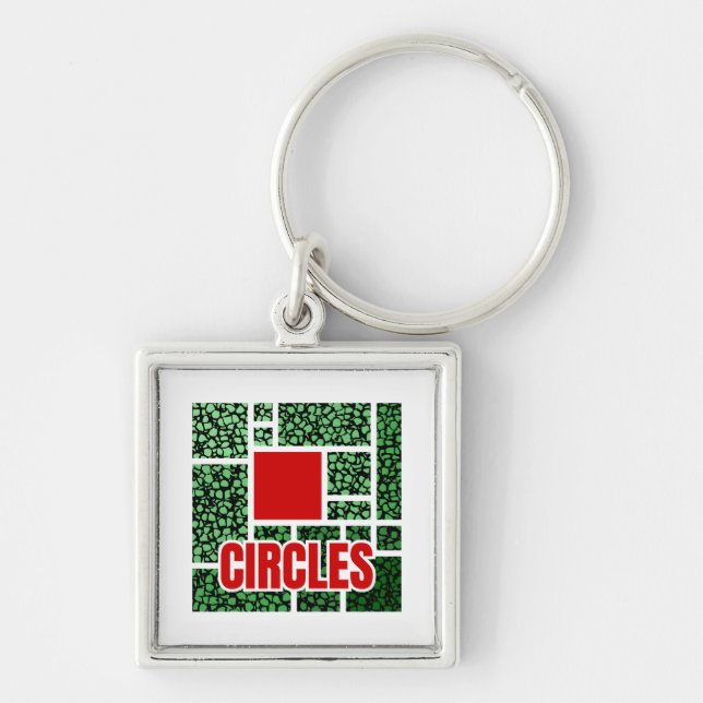 Green Spotted Abstraction with Red Accents Schlüsselanhänger (Vorne)