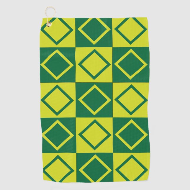 Green Square Diamond Geometric Decorative Golfhandtuch (Vorderseite)