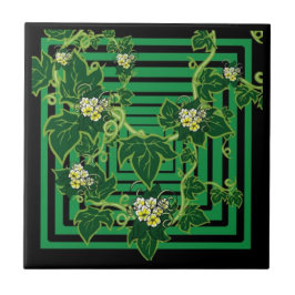 Green Squared Florah Tile Fliese