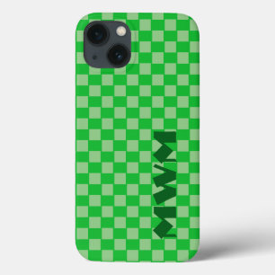 Green Squares Monogram Handy Case