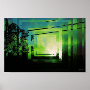 Green Squares Poster 12" x 8"