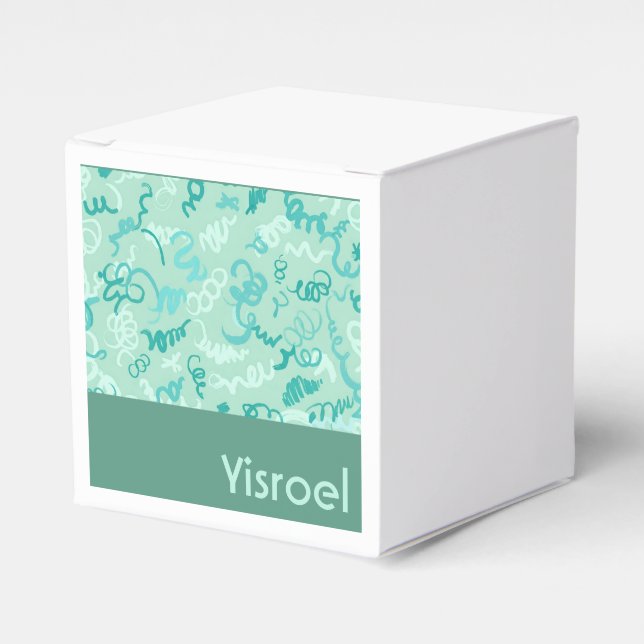 Green Squiggles Upsherin Gunst Box Geschenkschachtel (Vorderseite)