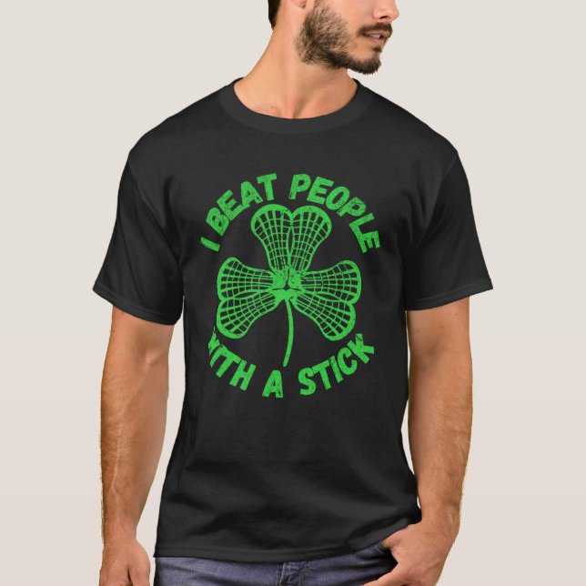 Green St Patrick s Day Lacrosse Sticks T-Shirt (Vorderseite)