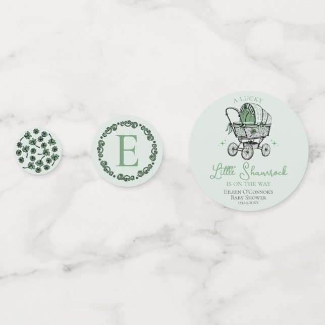 Green St Patricks Baby Duschtisch Konfetti (Rückseiten)