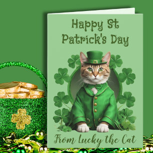 Green St Patrick's Cat Lovers Irish Kitten Feiertagskarte