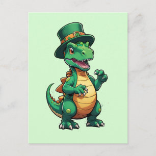Green St Patrick's Day Dinosaurier Postkarte
