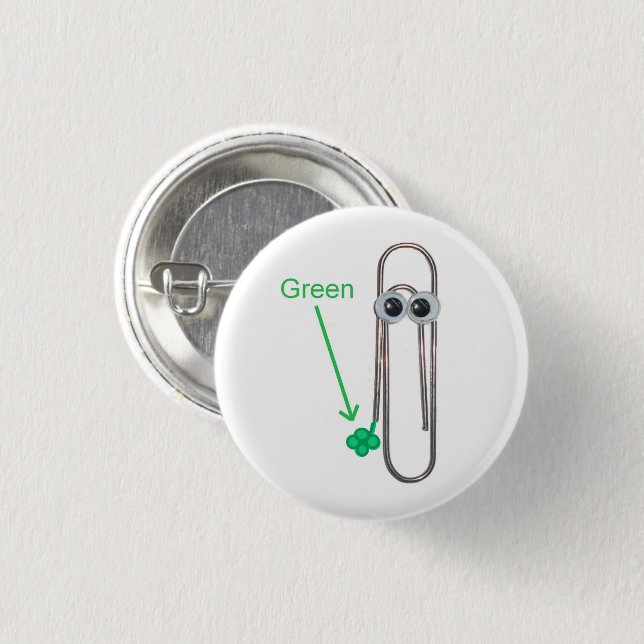 Green St. Patrick's Day Funny Paperclip Button (Vorne & Hinten)