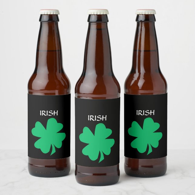 Green St Patrick's Day Irish Kleeblatt Leaf 2023 Bierflaschenetikett (Flaschen)