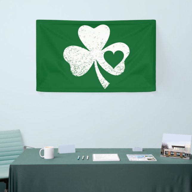 Green St Patricks Day Irish Patty's Heart Kleeblat Banner (Messeveranstaltung)