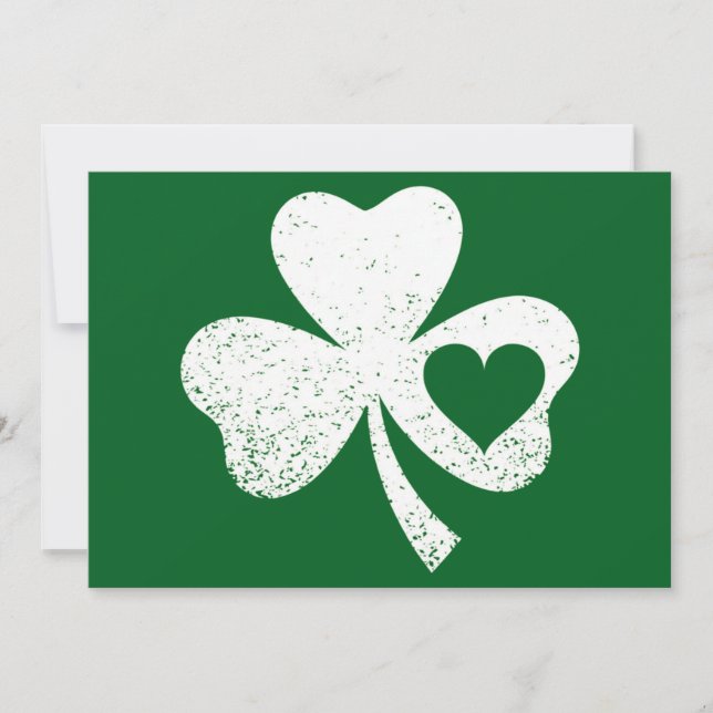 Green St Patricks Day Irish Patty's Heart Kleeblat Dankeskarte (Vorderseite)