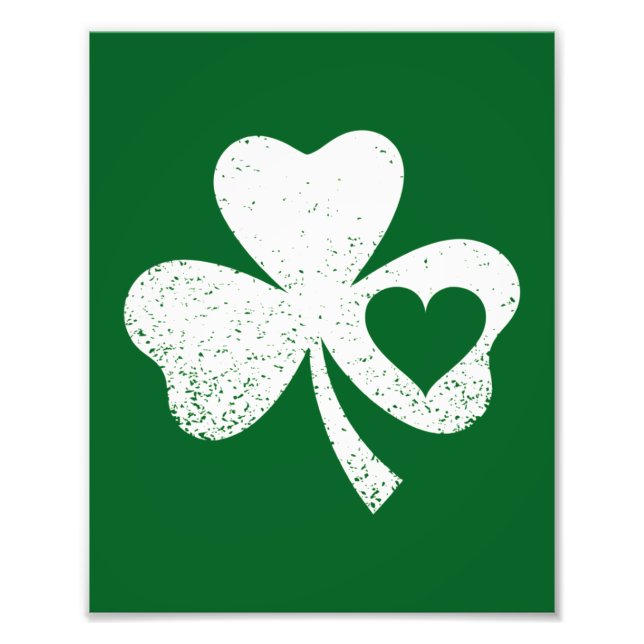 Green St Patricks Day Irish Patty's Heart Kleeblat Fotodruck (Vorne)