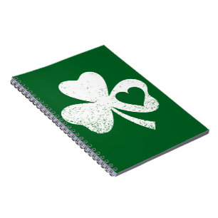 Green St Patricks Day Irish Patty's Heart Kleeblat Notizblock